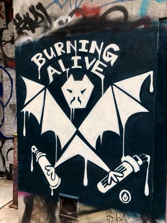 Burning Alive, Stencil Study — photograph by Randy Polito