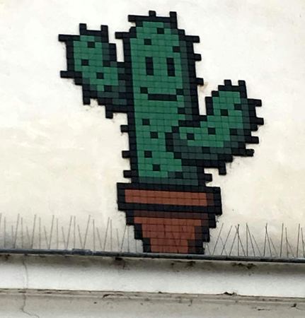 Pixel Cactus, Mosaic Mural — photograph by Randy Polito