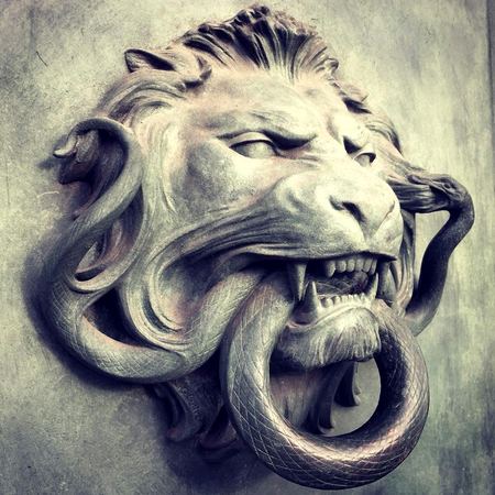 Lion Mask, Serpent in Jaw — photograph by Randy Polito