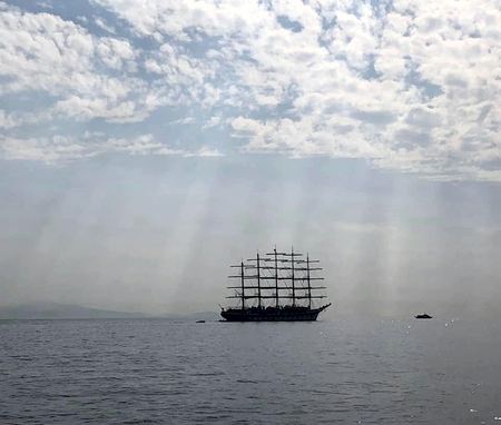 Tall Ship at Sea, Morning Light — photograph by Randall Polito