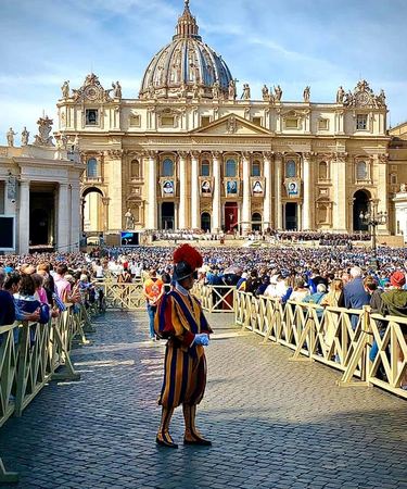 St. Peter's Square, Swiss Guard — photograph by Randy Polito