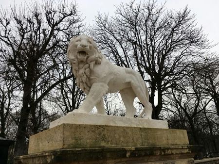 Stone Lion, Winter Trees — photograph by Randy Polito