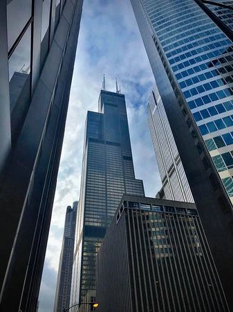 Chicago Skyline, Glass Reflection — photograph by Randall Polito