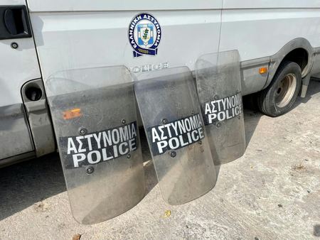 Police Shields, Riot Gear — photograph by Randall Polito