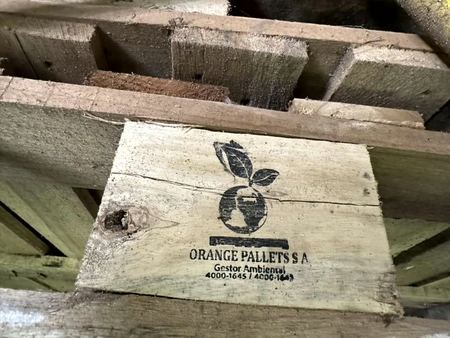 Orange Pallets, Stamped Crate — photograph by Randy Polito