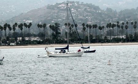 Sailboats, Hillside Shore — photograph by Randall Polito
