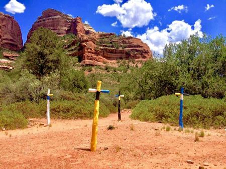 Rows of Crosses, Desert Hillside — photograph by Randy Polito