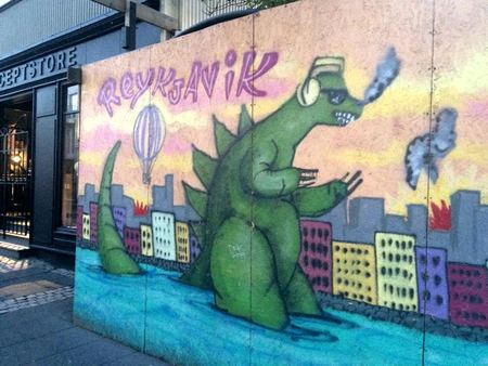 Godzilla Mural, City Skyline — photograph by Randall Polito