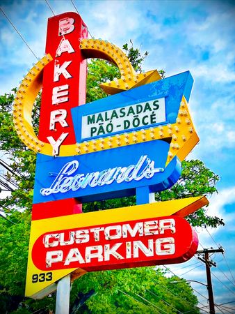 Leonard's Bakery, Neon Sign — photograph by Randall Polito