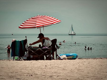Beach Umbrella, Summer Swim — photograph by Randall Polito
