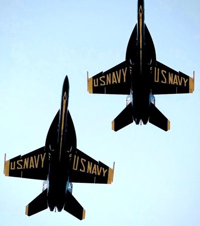 US Navy Jets, Crossing Pattern — photograph by Randall Polito