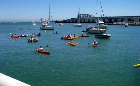 Kayaks in Harbor — photograph by Randy Polito
