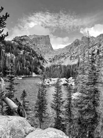 Mountain Lake, Monochrome — photograph by Randall Polito