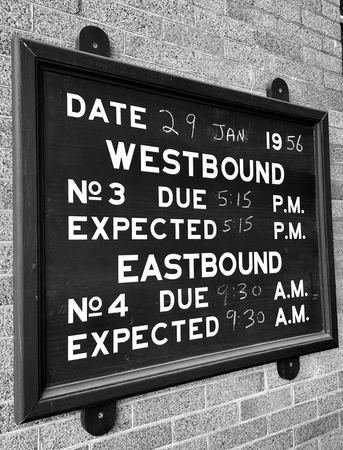Train Schedule, Westbound Eastbound — photograph by Randy Polito