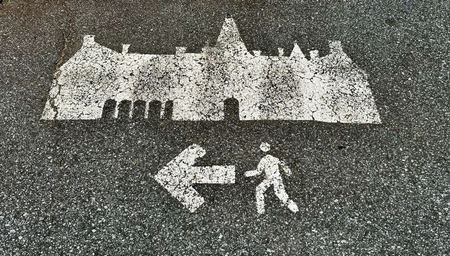 Pedestrian Sign, Painted Road — photograph by Randall Polito