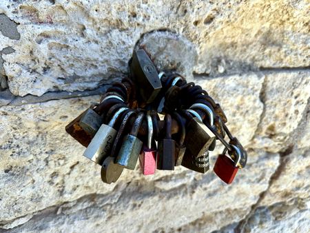 Love Locks, Stone Wall — photograph by Randall Polito