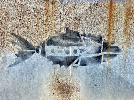 Fish Stencil, Rusted Surface — photograph by Randall Polito
