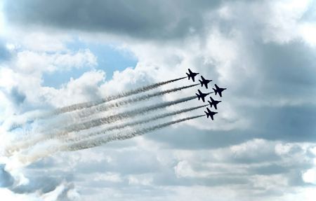 Jets in Formation, Grey Sky — photograph by Randall Polito