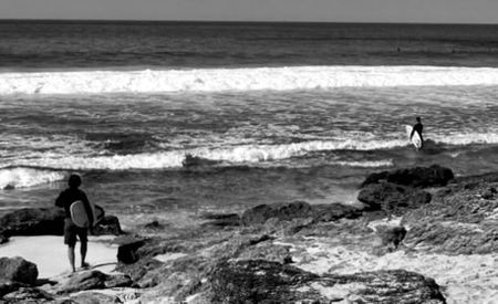 Beachwalkers, Rocky Shore — photograph by Randall Polito