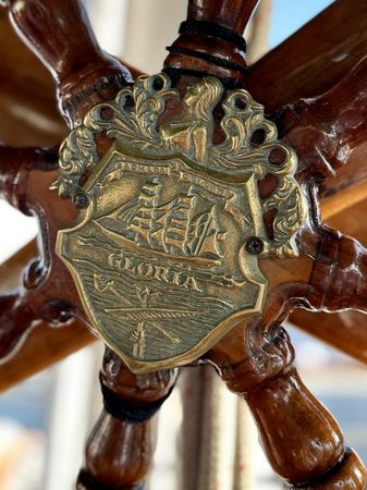 The Ship's Wheel, Brass Crest — photograph by Randall Polito