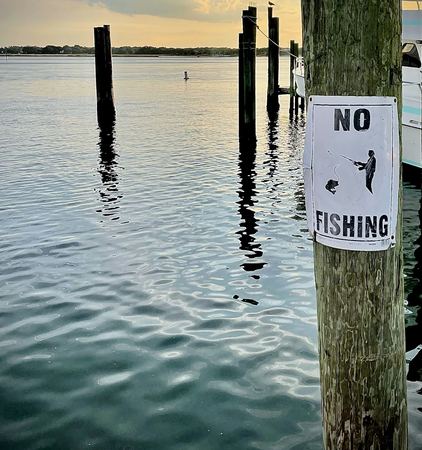 No Fishing, Dusk Water — photograph by Randy Polito