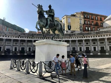 Equestrian Statue, Piazza Crowd — photograph by Randall Polito