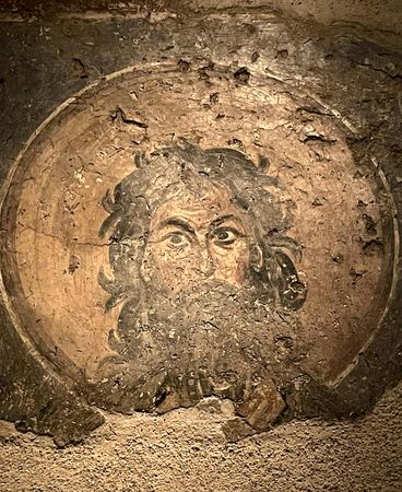 Ancient Face, Weathered Mosaic — photograph by Randy Polito