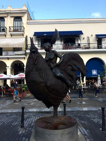 Figure on a Rooster, Havana Plaza — photograph by Randall Polito