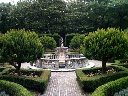 The Garden Fountain, Symmetric Hedges — photograph by Randy Polito